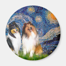 Collie Pair 1 - Starry Night Fridge Magnets