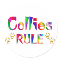 Collies Rule Round Sticker