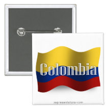 Colombia Waving Flag Pinback Button