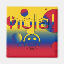 Colombian Gifts : Hello / Hola + Smiley Face Fridge Magnets