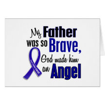 Colon Cancer ANGEL 1 Father Greeting Cards