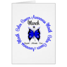 Colon Cancer Awareness Month Butterfly Greeting Cards