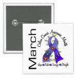 Colon Cancer Awareness Month Flower Ribbon 1 Pinback Button