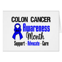 Colon Cancer Awareness Month Ribbon Greeting Cards