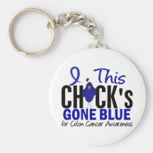 COLON CANCER Chick Gone Blue Keychain