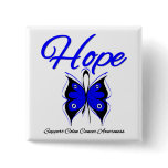 Colon Cancer Hope Butterfly Ribbon Pinback Buttons