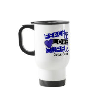 Colon Cancer PEACE LOVE CURE 1 Mug