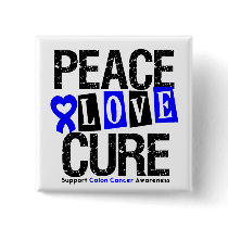 Colon Cancer Peace Love Cure Pins