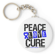Colon Cancer Peace Love Cure Key Chains
