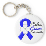 Colon Cancer Survivor Flower Ribbon keychains