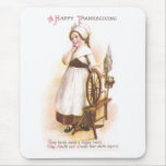 Colonial American Girl and her Spinning Wheel mousepads