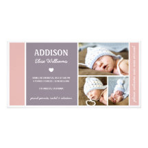 COLOR BLOCK | BABY GIRL BIRTH ANNOUNCEMENT PICTURE CARD