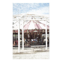 Color Pencil Sketch of Antique Carousel