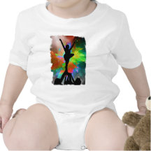 Colorburst Background with Cheerleraders Baby Bodysuit