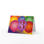 Colorful 3rd birthday balloon cards