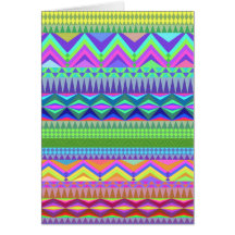 Colorful Abstract Aztec Pattern Greeting Cards