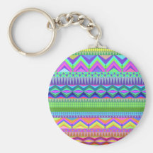 Colorful Abstract Aztec Pattern Keychains