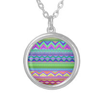 Colorful Abstract Aztec Pattern Pendants
