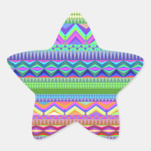 Colorful Abstract Aztec Pattern Star Stickers