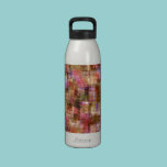 Colorful Blocks Pink Brown water bottles