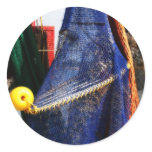 Colorful crabbing fishing nets and floats, florida round stickers