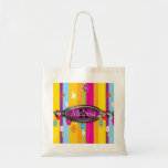 Colorful Flowers Stripes & Butterflies Monogram Canvas Bags