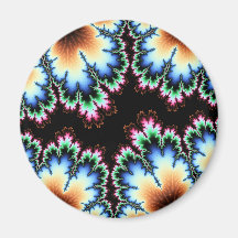 Colorful Fractal - orange, blue, green, pink Refrigerator Magnet