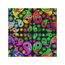 Colorful Funky Paisley Pattern. Stretched Canvas Prints