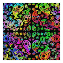 Colorful Funky Paisley Pattern. Custom Invites