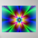 Colorful Neon Daisy Closeup posters