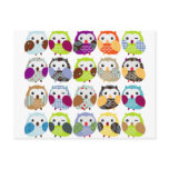Colorful Owl Pattern Postcards