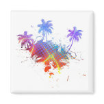 Colorful Palm Trees Illustration Magnet