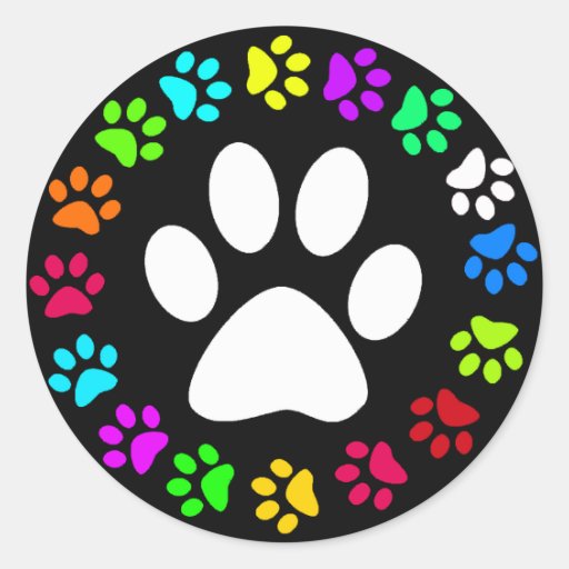 COLORFUL PAW PRINTS STICKERS