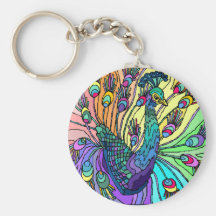 COLORFUL PEACOCK PEAFOWL KEY-CHAIN KEYCHAIN