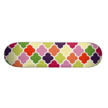 Colorful quatrefoil pattern skateboards