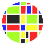 Colorful Rectangles Round Stickers