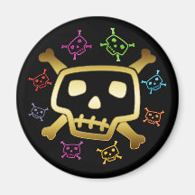 COLORFUL SKULLS & CROSSBONES MAGNET