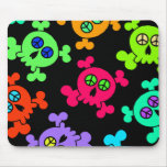 COLORFUL SKULLS WITH PEACE SIGNS mousepads