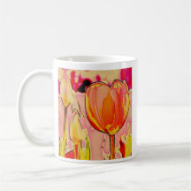Colorful spring tulips abstract coffee mugs