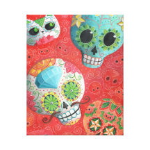 Colorful Sugar Skulls Gallery Wrap Canvas
