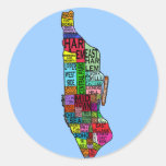 Colour Coded Manhattan NYC Tshirts, Hoodies Round Stickers