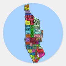 Colour Coded Manhattan NYC Tshirts, Hoodies Round Stickers