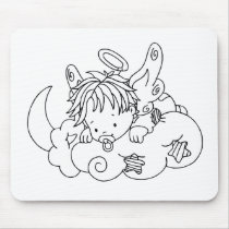 Colour Me Angel Baby on Cloud Mouse Pads