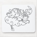Colour Me Dragon Sleeping on Cloud mousepads