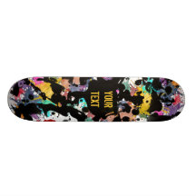 colour my life / Farbklekse | Black Ink + TEXT Skateboarddeck