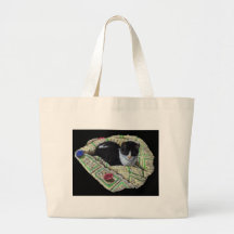 Colour Pencil Drawing of Cat on Afghan, Napping Bags