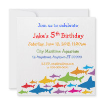 Colour Sharks Birthday Invitation