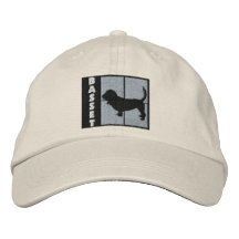 Colour Squares Basset Hound Embroidered Baseball Cap