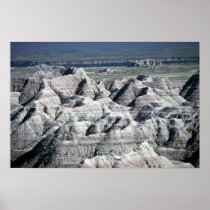 Coloured bands decorate Badlands landscape, South  Poster