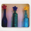 Coloured Glass Bottles with Daisies mousepads